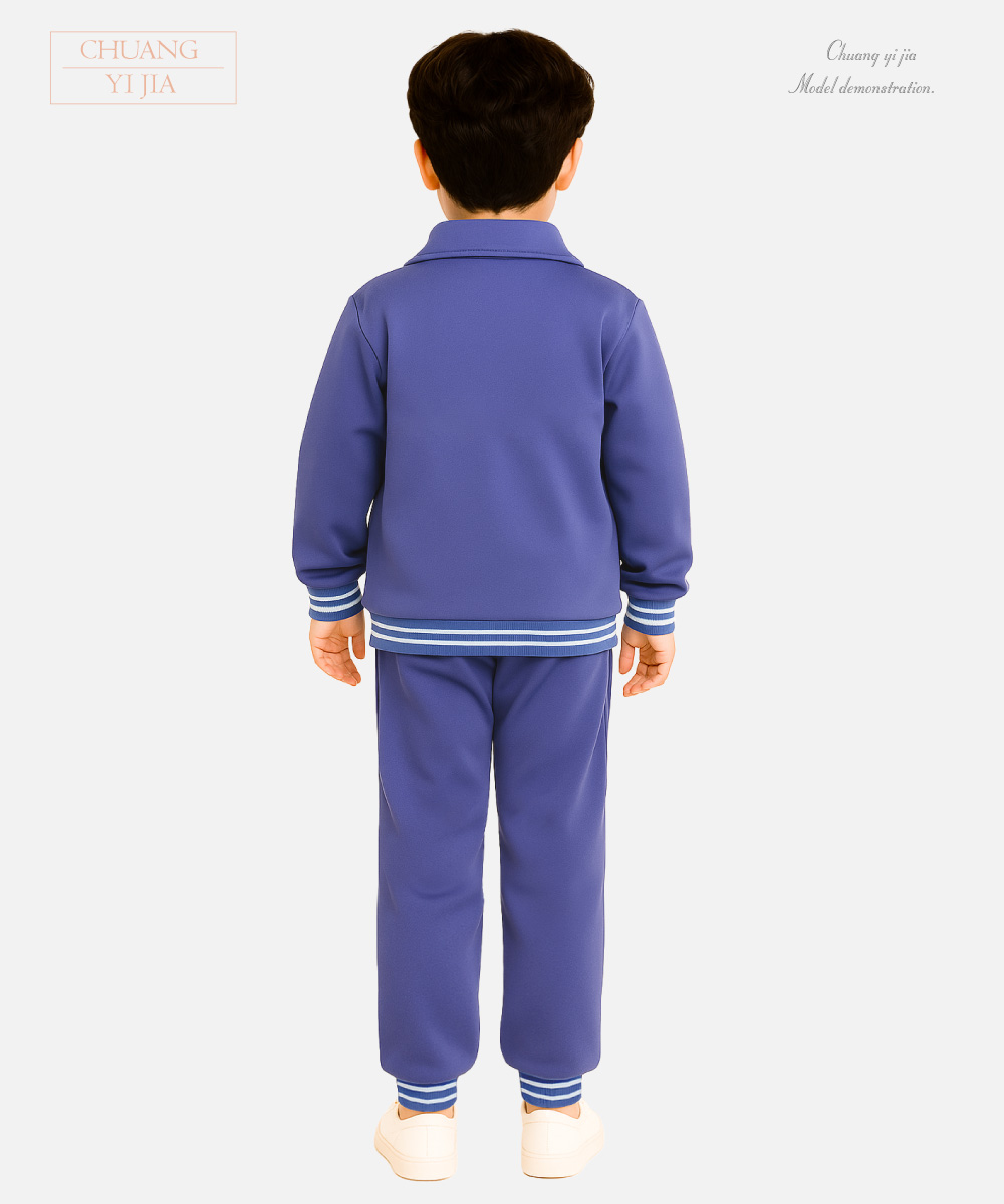 創e家團體服-國小運動服外套-紫-背面