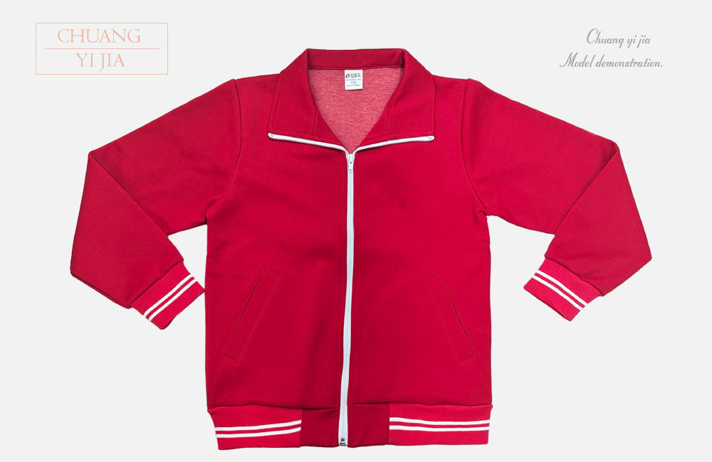 創e家團體服-國小運動服外套-紅-正面平拍