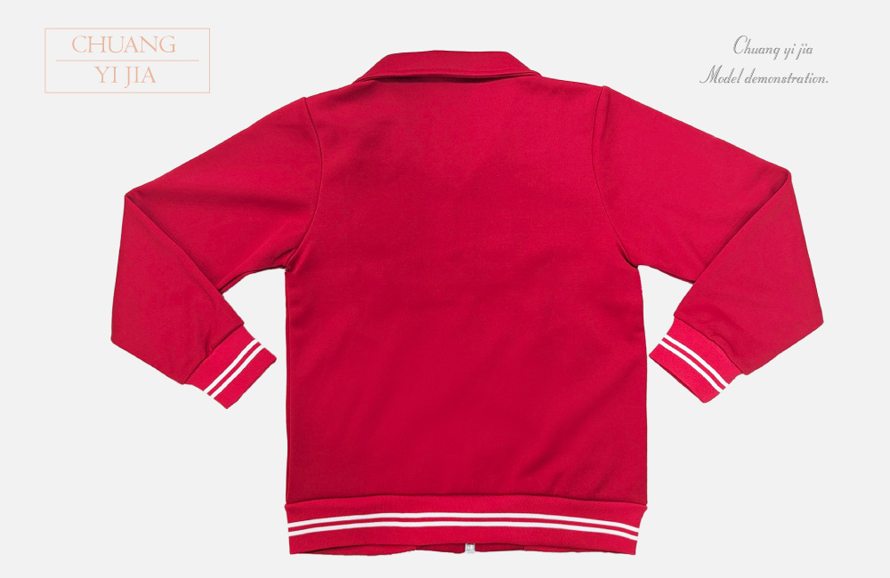 創e家團體服-國小運動服外套-紅-背面平拍