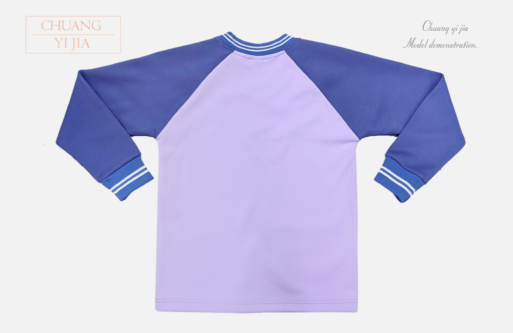 創e家團體服-國小運動服-粉紫配紫 衣服背面平拍