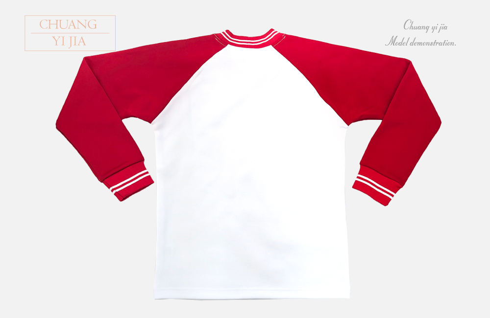 創e家團體服-國小運動服-白配紅 衣服背面平拍