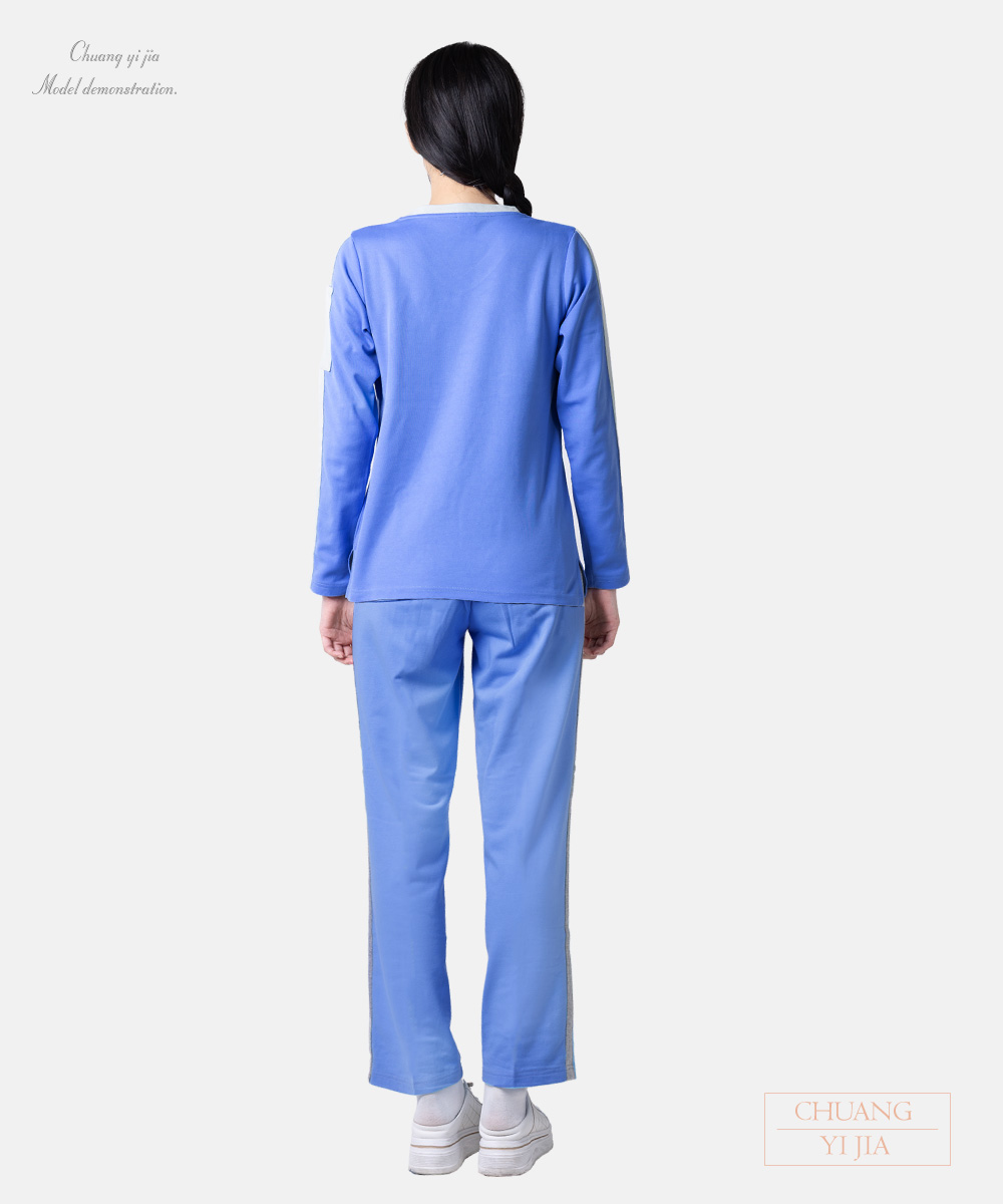 創e家團體服-健檢服-藍紫配灰 背面