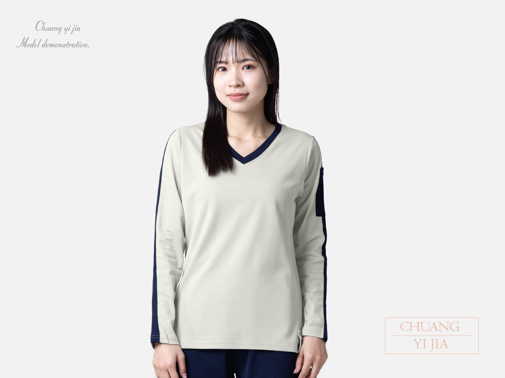 創e家團體服-健檢服-灰配丈青 正面