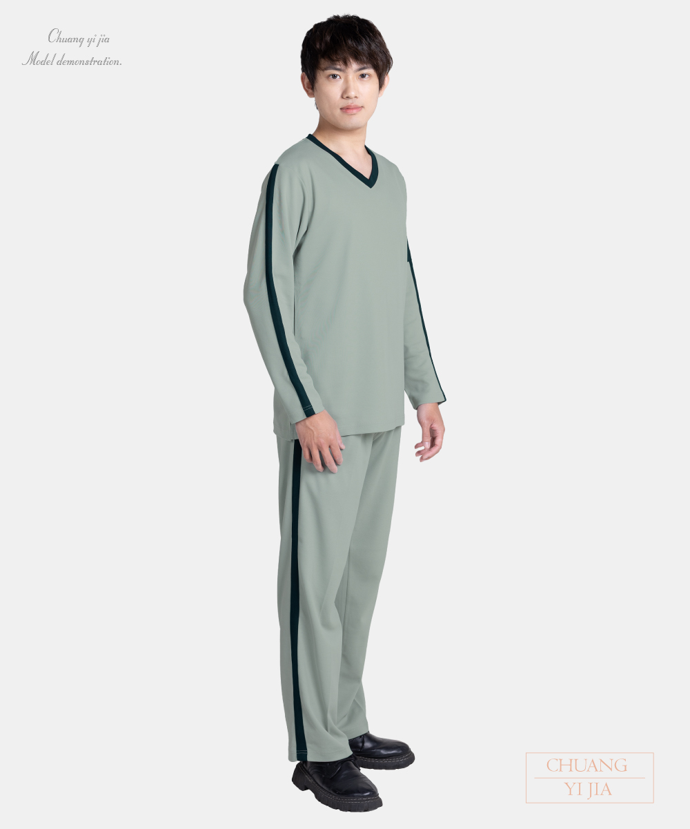 創e家團體服-健檢服-灰配丈青 全套正面