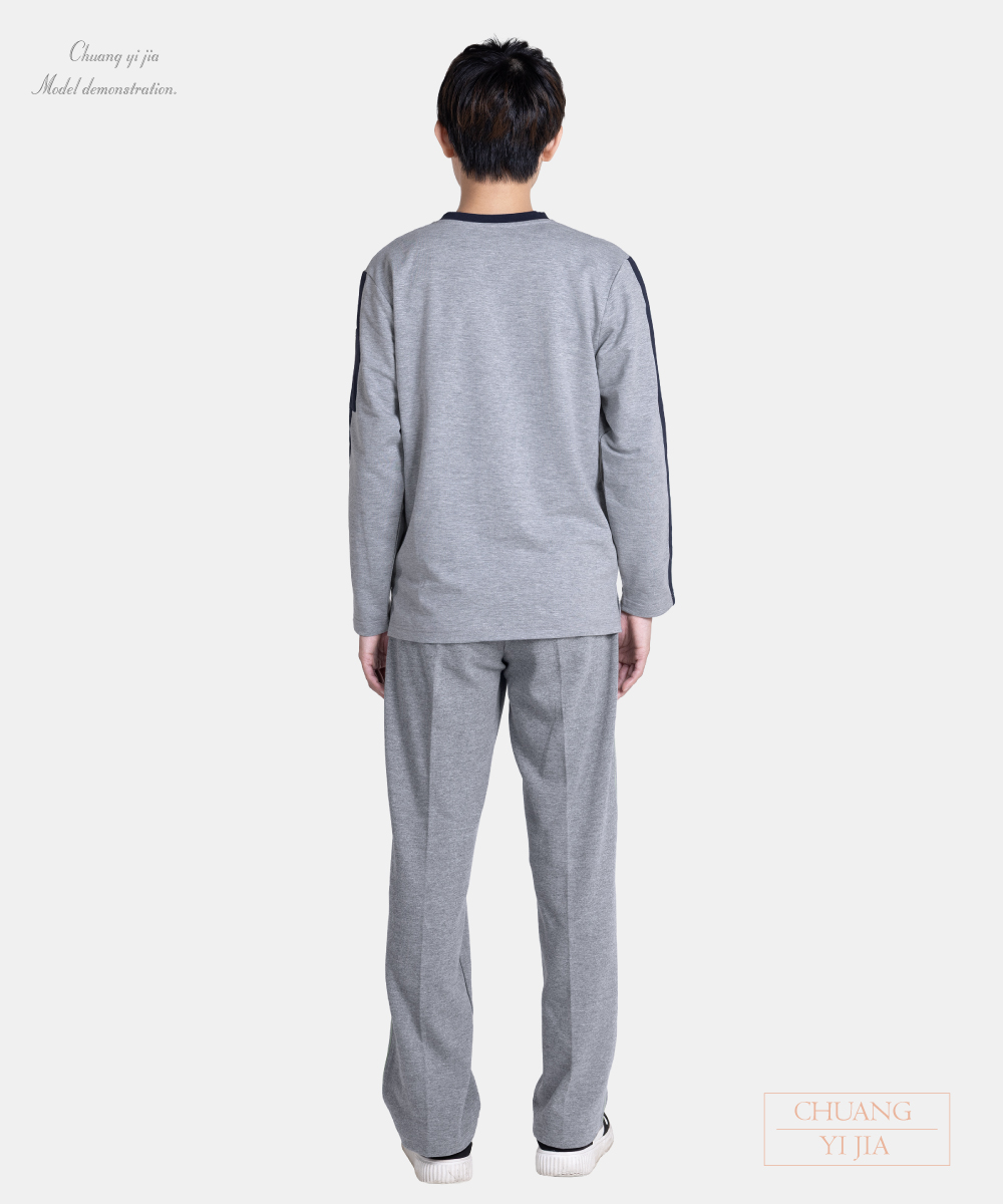 創e家團體服-健檢服 男版 麻黑配丈青 背面