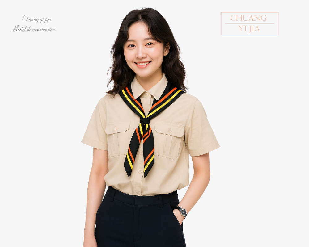 創e家團體服-童軍領巾 黑配黃橘邊