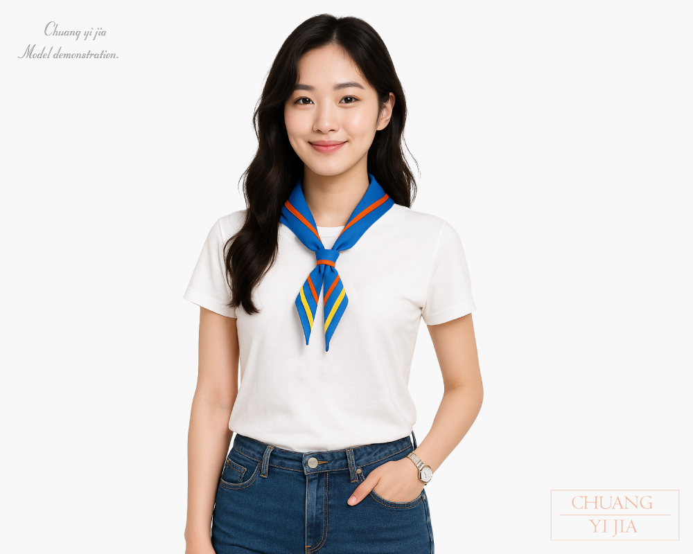 創e家團體服-三角領巾-水藍