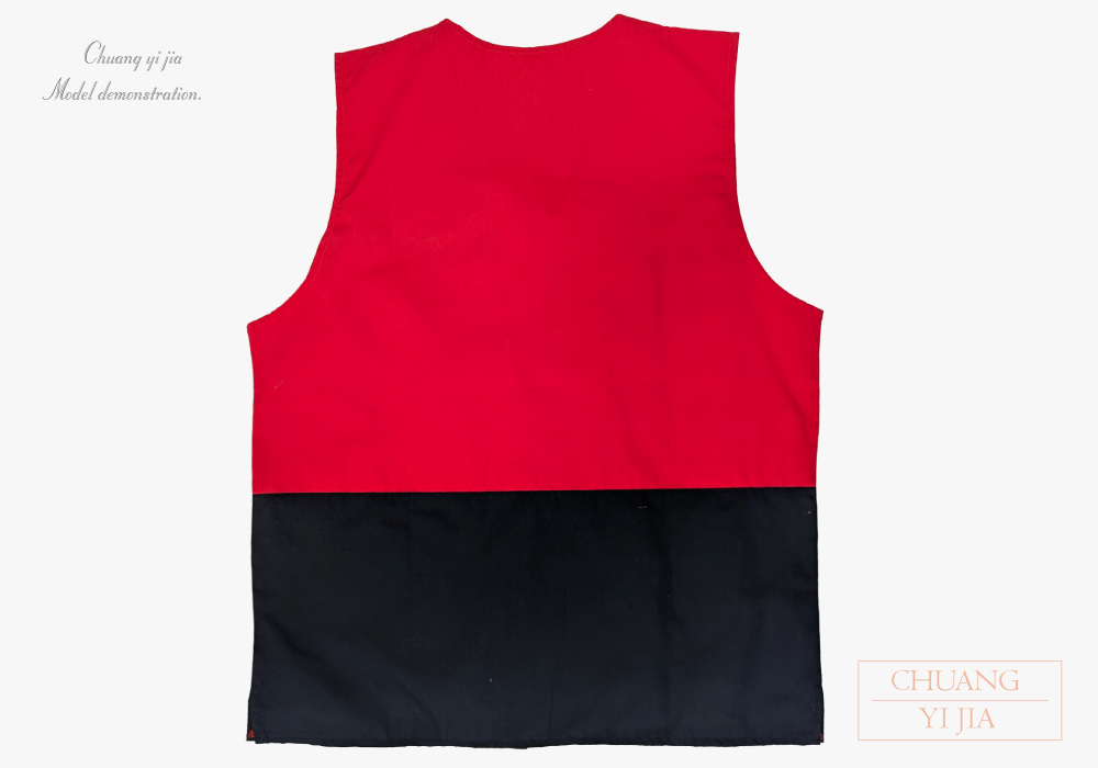 創e家團體服-原住民圖騰背心訂製款-紅配黑正面 背面平拍