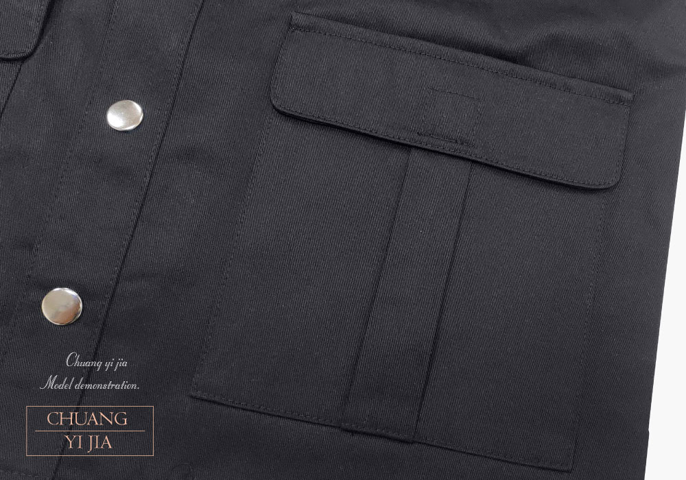 創e家團體服-多口袋工作背心 訂製款 釘釦款 黑色 口袋