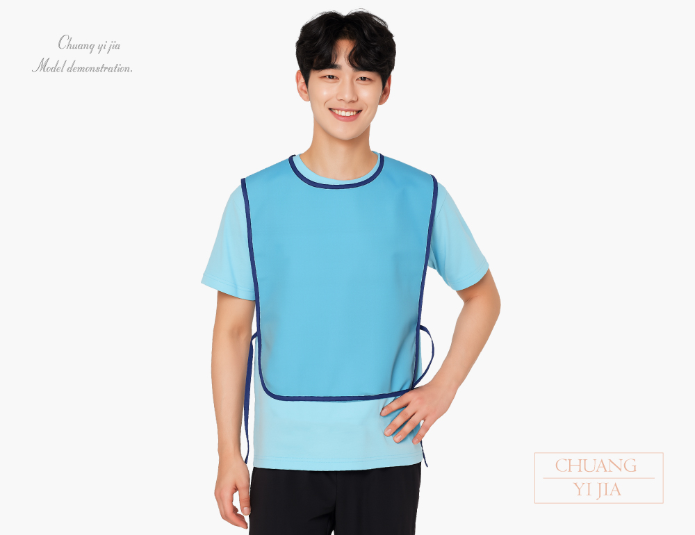 創意家團體服-號碼背心|比賽款訂製|水藍滾藍-正面示意