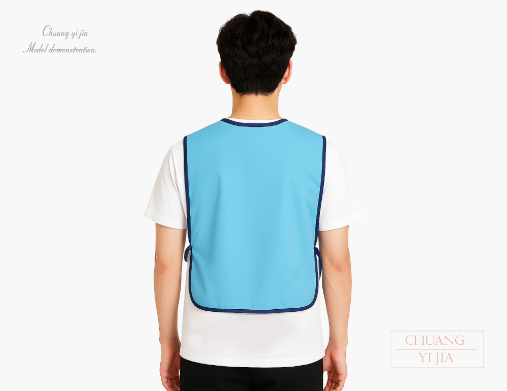 創意家團體服-號碼背心|比賽款訂製|水藍滾藍-背面示意