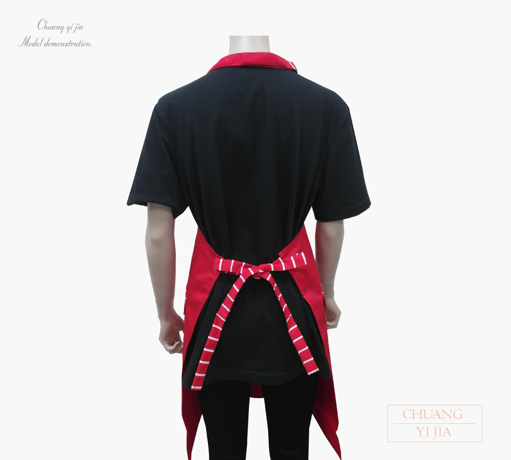 創e家團體服-餐飲圍裙/井式圍裙/訂製圍裙-紅色
