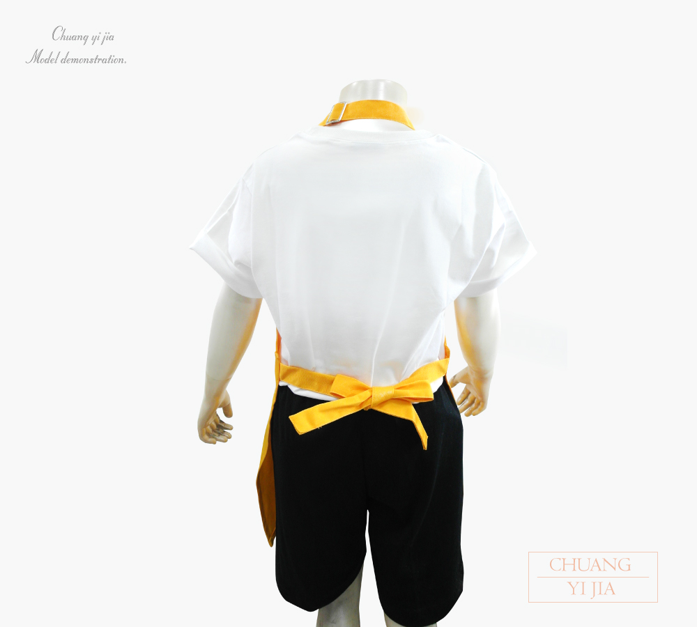 創e家團體服-兒童烘培圍裙訂製款-黃色 背面