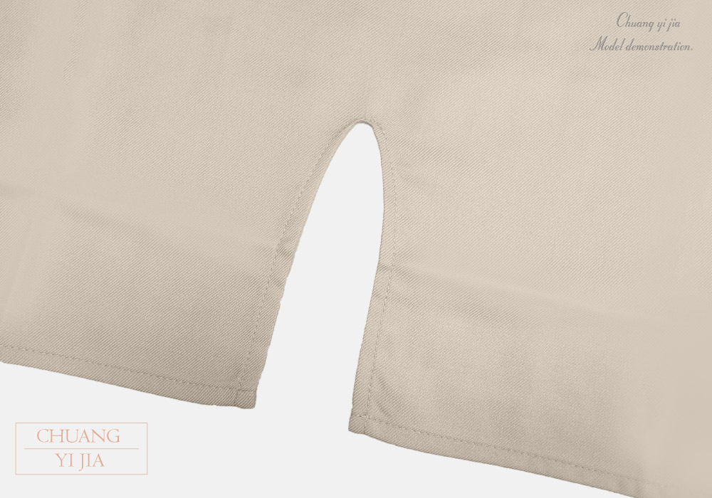 創意家團體服-圍裙日型開叉款/雙大口袋卡其色//日式風格/下擺開岔