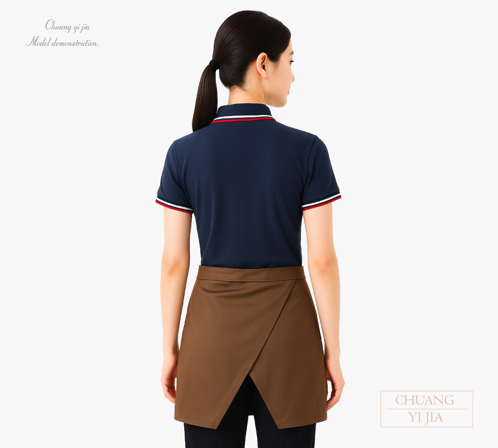 創e家團體服-半截圍裙/半截圍裙 咖啡色-正面