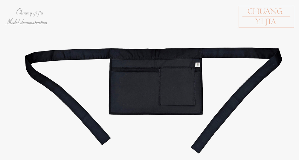 創e家團體服-半截圍裙 黑配紅|暗袋設計|背面平拍