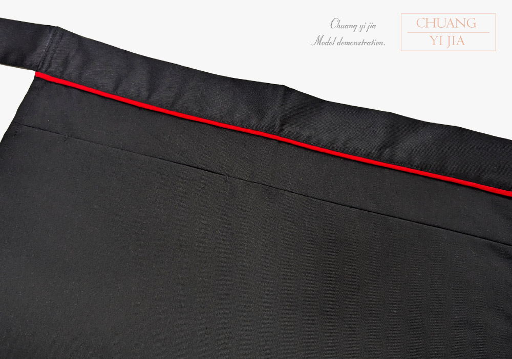 創e家團體服-半截圍裙 黑配紅|暗袋設計|紅色出芽