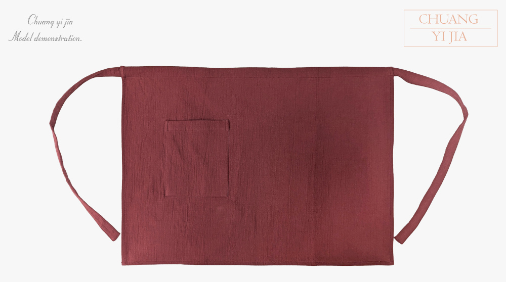 創e家團體服-半截圍裙 酒紅|厚雙層棉布|正面平拍