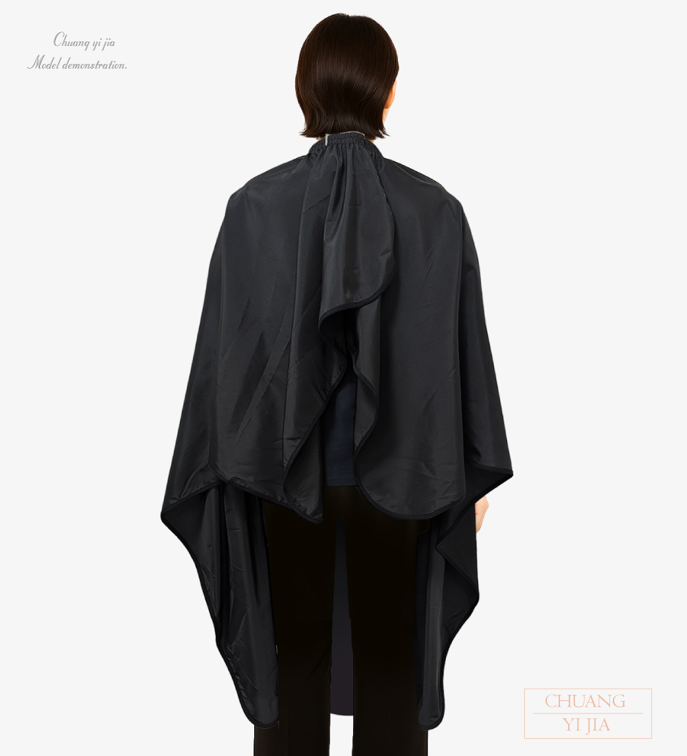 創e家團體服-剪髮巾 染髮巾-袖開口款-黑色 背面