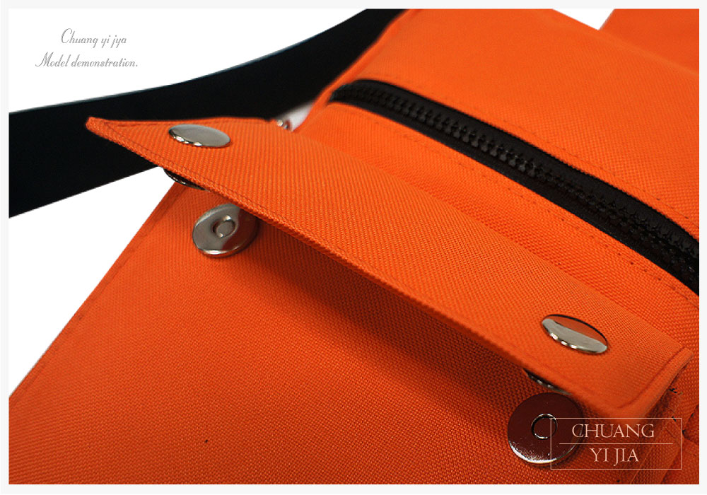 創e家團體服-單肩後背包 側背包 訂製 橘 近拍