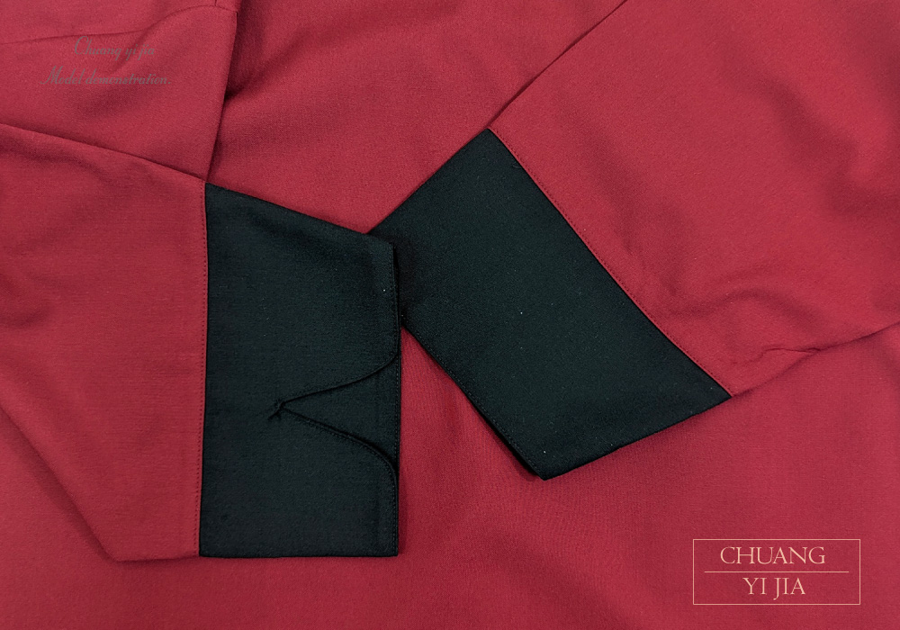 創e家團體服-港式餐飲服 五分袖 紅/黑 袖口