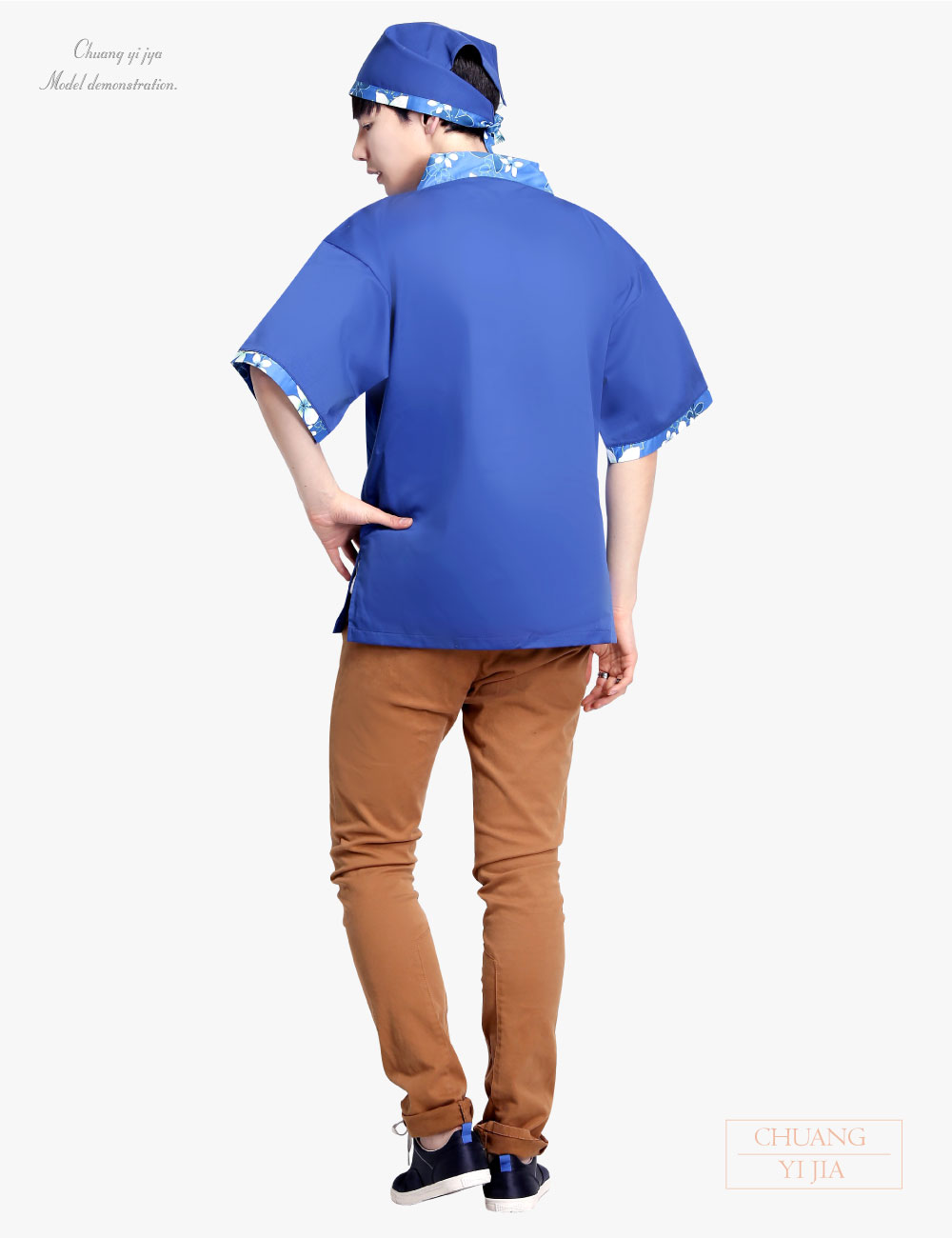 創e家團體服-日式和服 花布/寶藍 背面