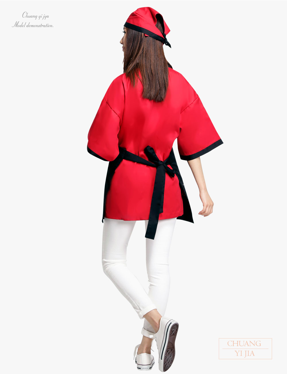 創e家團體服-日式和服 紅/黑 有口袋 背面