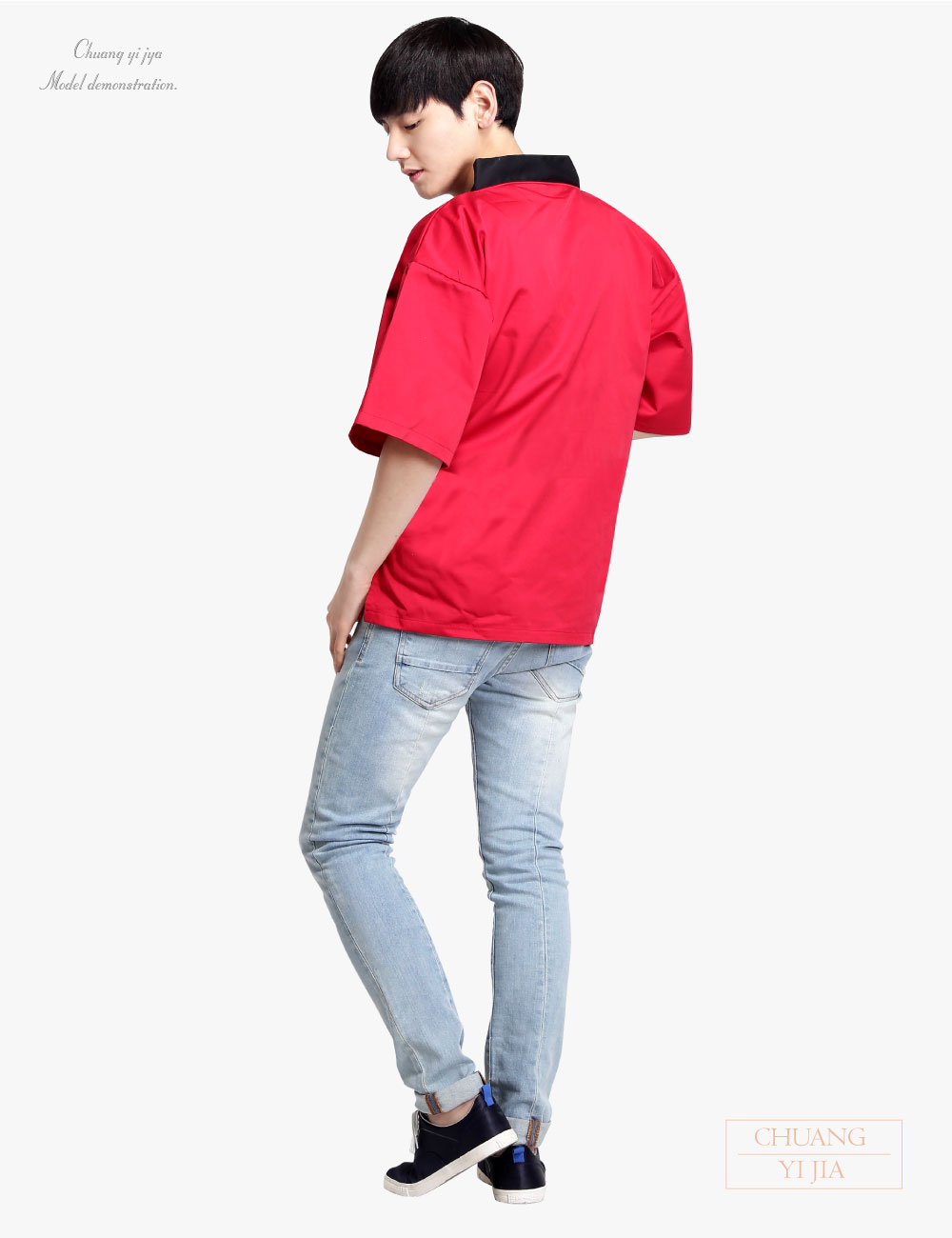 創e家團體服-日式和服 紅/黑 無口袋 背面