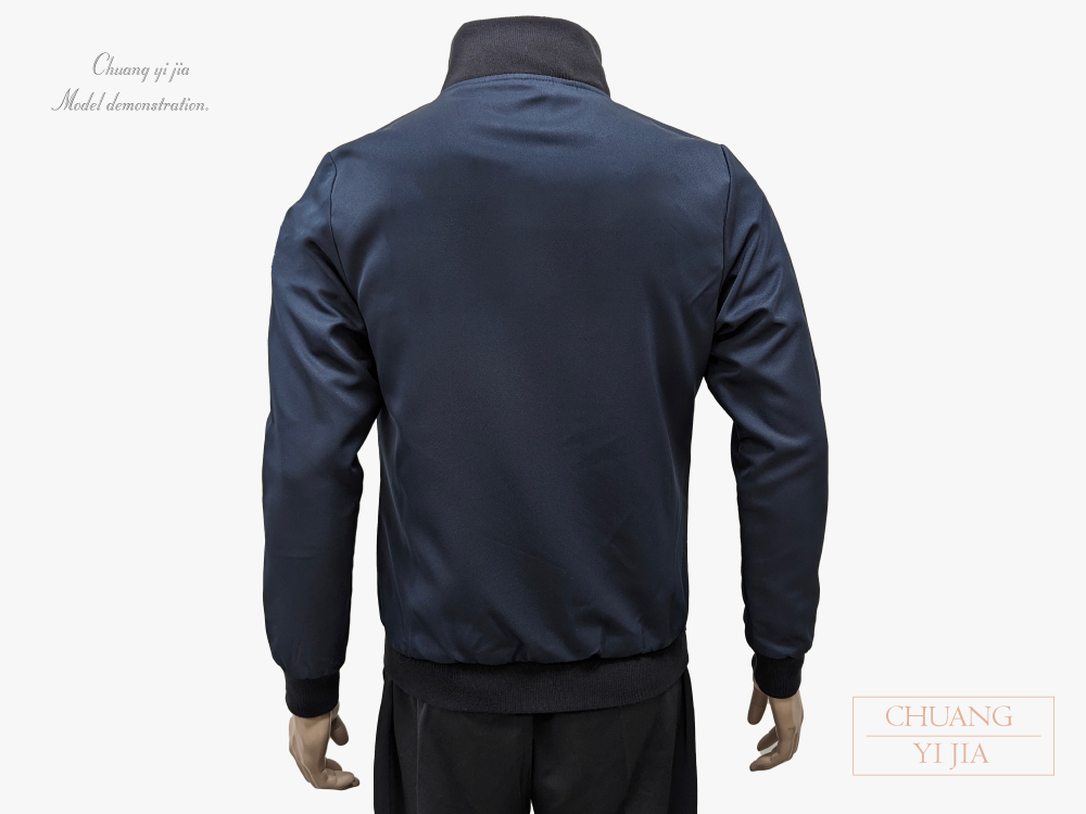 創e家團體服-飛行夾克訂製款-丈青配黑-背面
