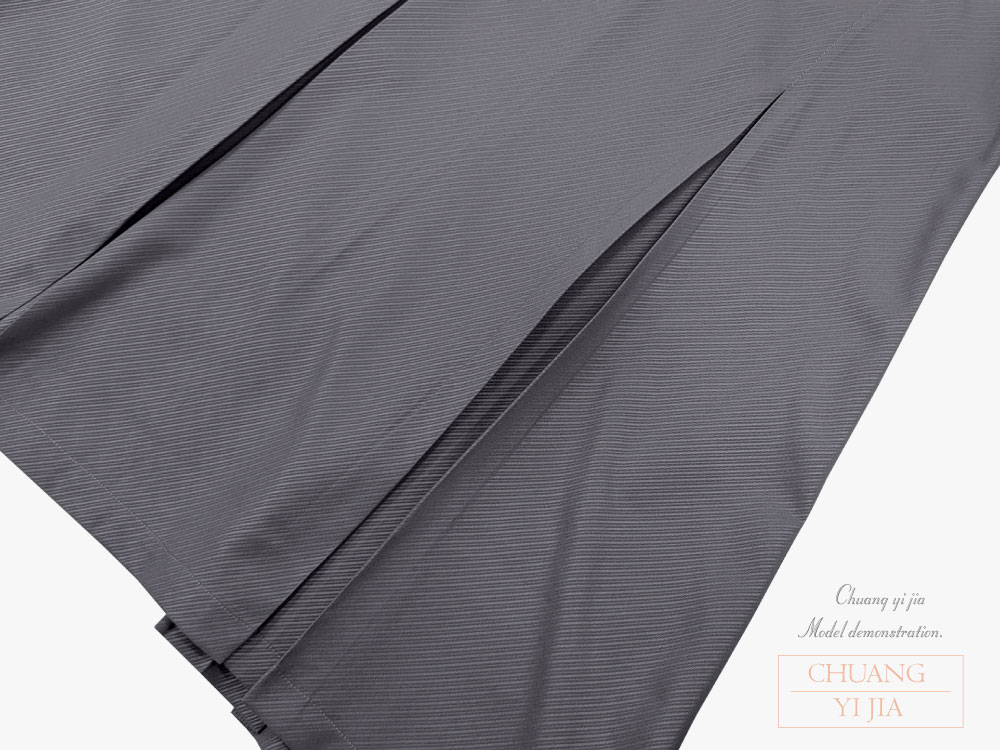 創e家團體服-短袖兒童洋裝 訂製拼接款 深灰配白綠 打折裙擺