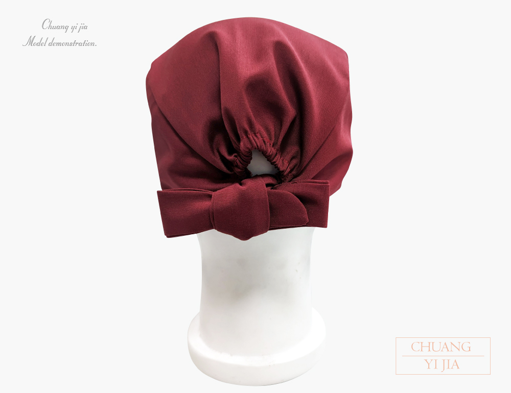 創e家團體服-手術帽-外科葫蘆帽訂製-暗紅 背面