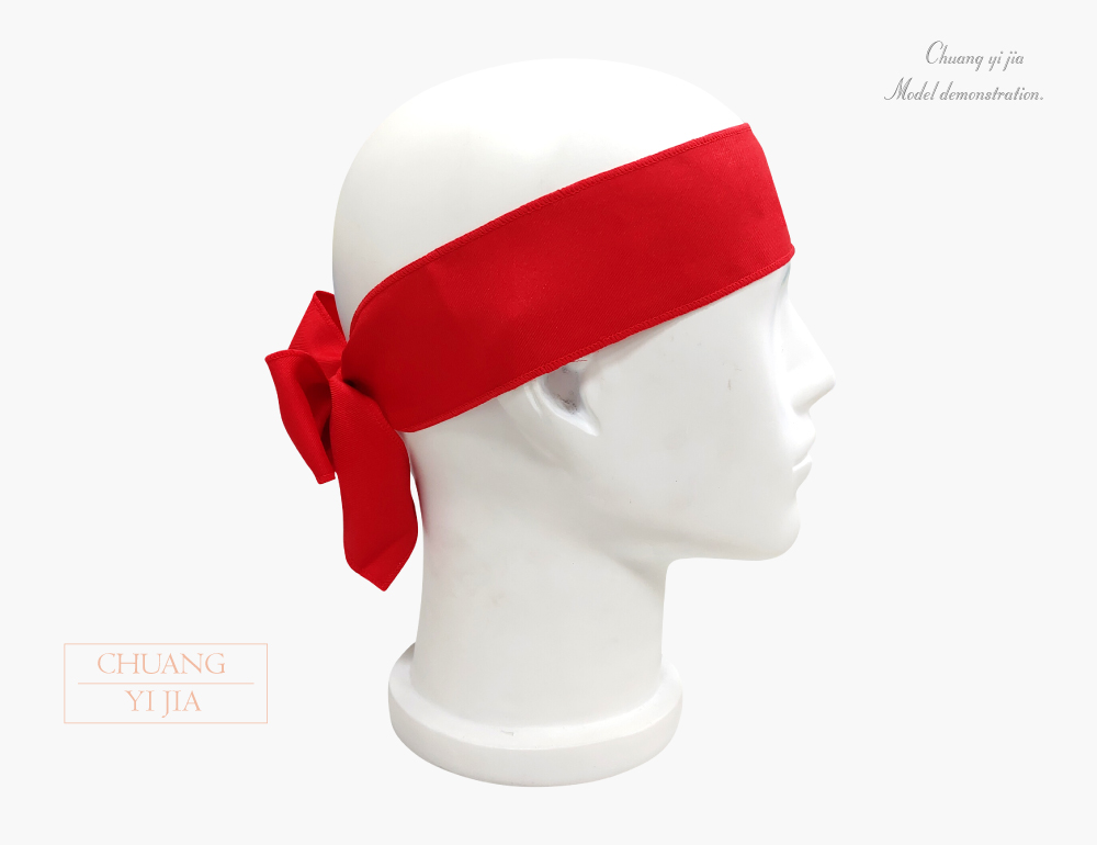 創意家團體服-必勝 頭巾布條-素面紅 側面