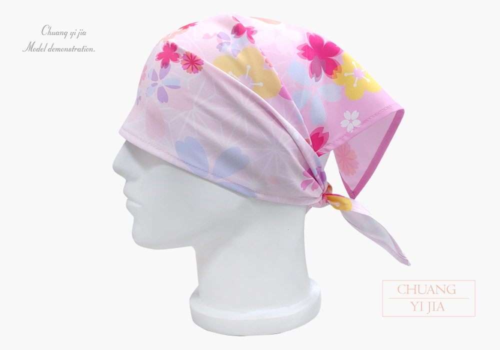 三角頭巾-昇華-粉櫻款-創意家團體服