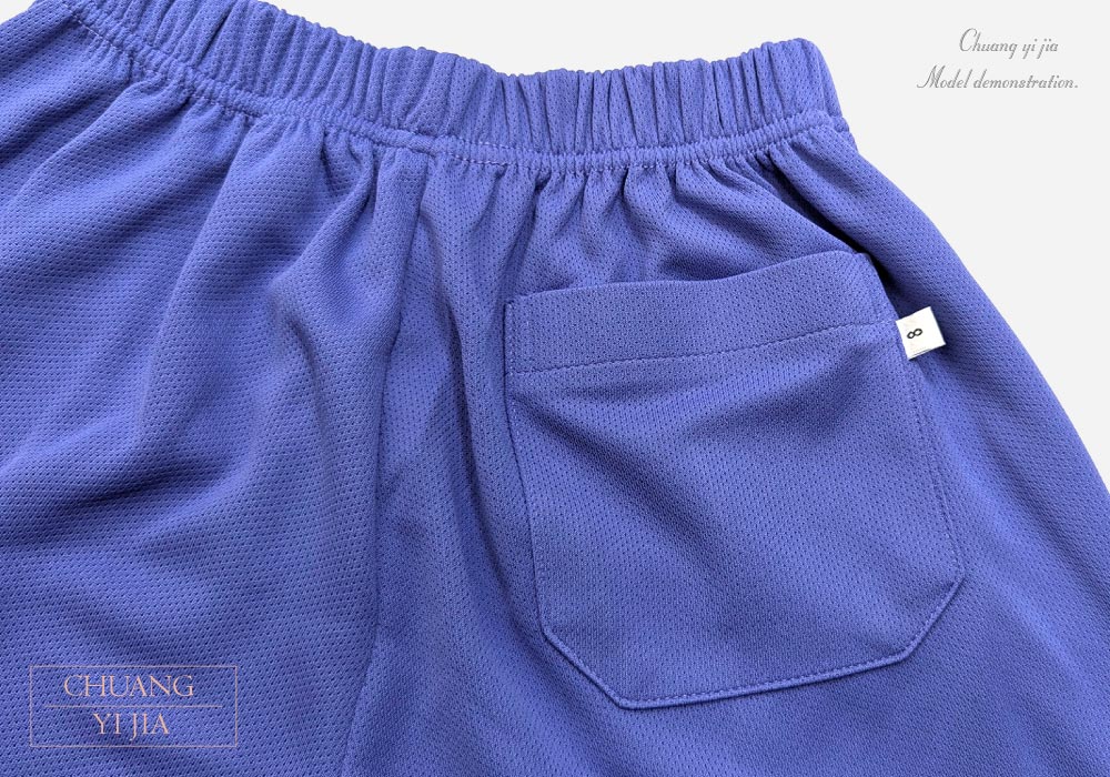 創e家團體服-夏季國小運動服-POLO衫白配紫 褲子背面口袋