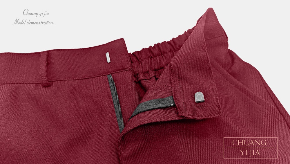 創e家團體服-校服制服短袖  白配紅 褲子內勾釦與拉鍊