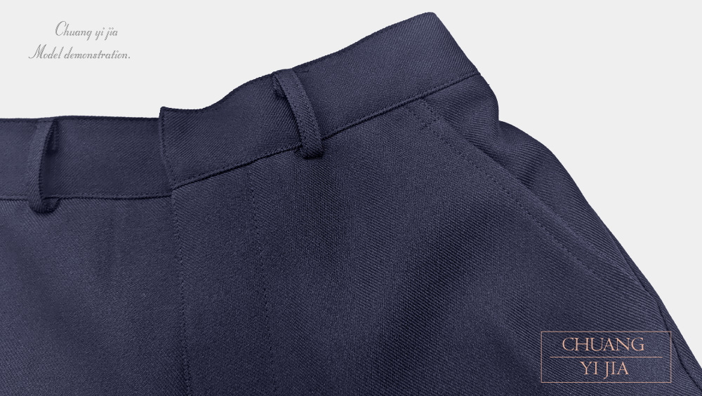 創e家團體服-校服制服短袖-白配丈青 褲腰雨斜袋