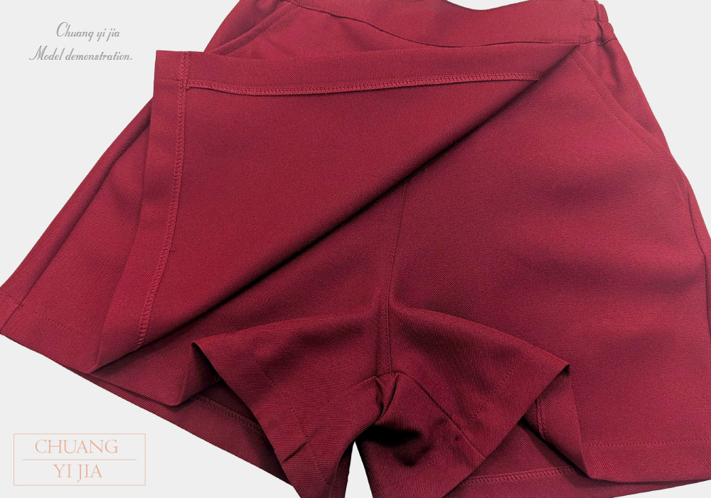 創e家團體服-校服制服短褲裙-白配暗紅 正面裙片