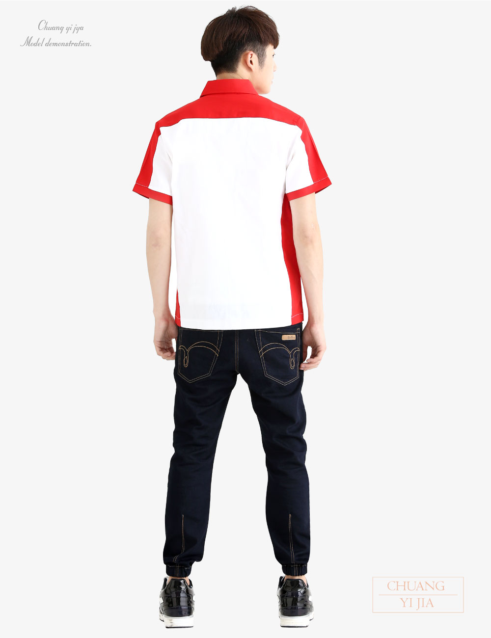 創e家團體服-經理服短袖訂製款-紅/白