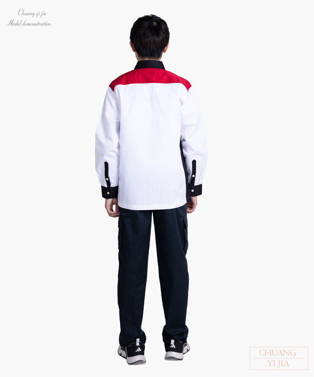創e家團體服-經理服長袖訂製款-白/黑/紅 背面