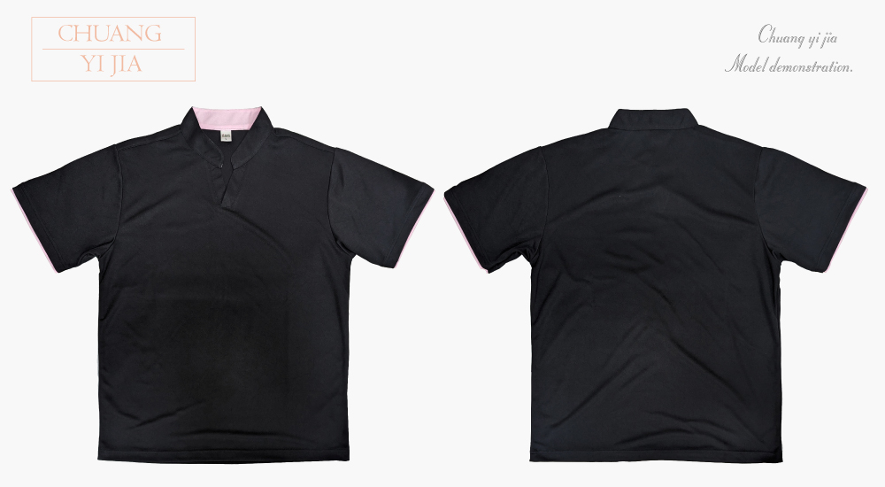 創e家團體服-POLO衫訂製-立領V領 黑色 平拍