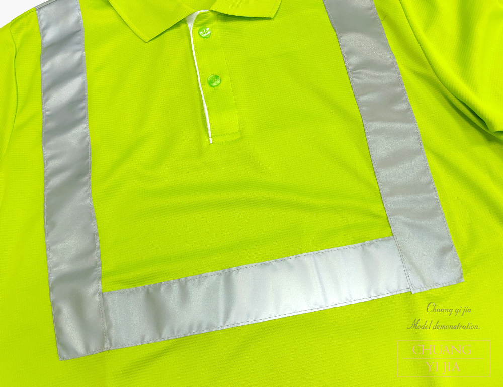 創e家團體服-POLO衫訂製-銀灰反光條-果綠素面