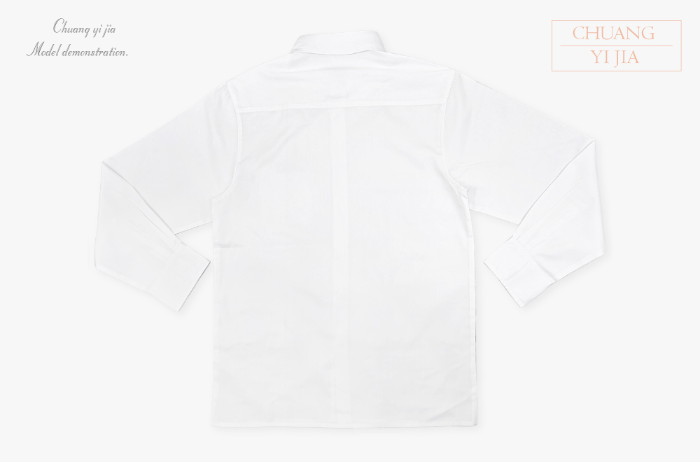創意家團體服 男款商務短袖襯衫 訂製制服 白色 平擺款 背面平拍