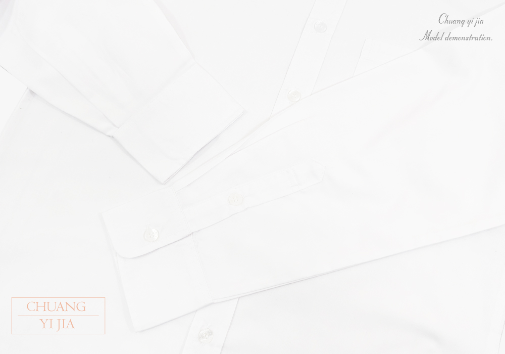 創意家團體服 男款商務短袖襯衫 訂製制服 白色 平擺款 袖口
