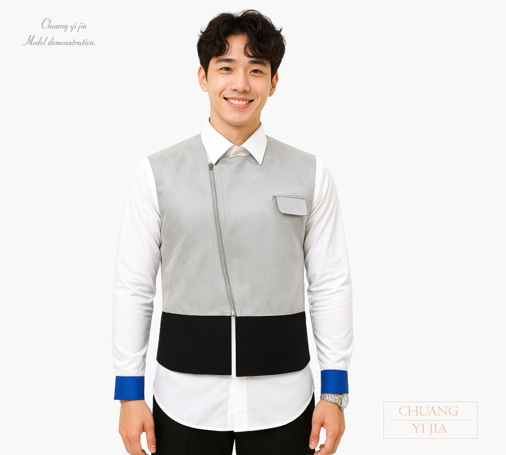 創意家團體服-專櫃襯衫 訂製｜長袖 造型款-正面示意