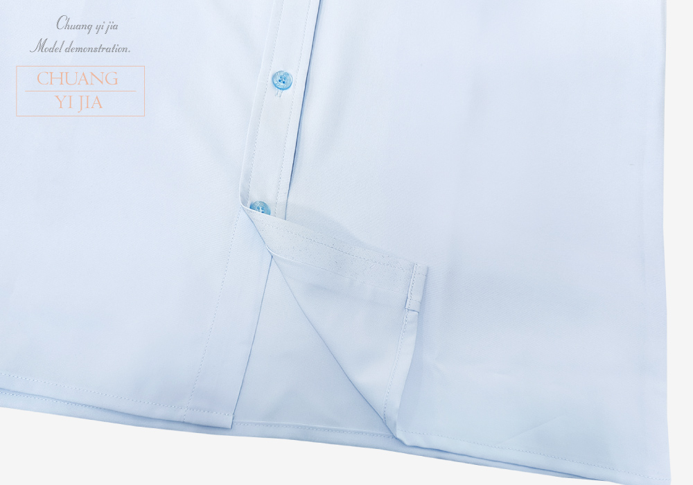 創意家團體服 男款商務短袖襯衫-水藍｜訂製制服 下擺