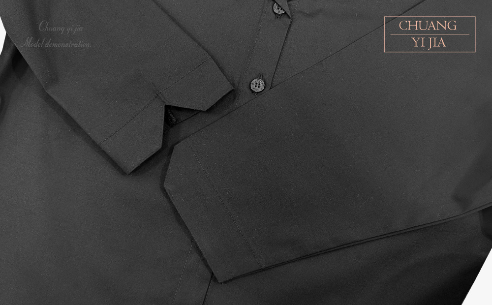 創e家團體服-專櫃百貨業制服/訂制款七分袖素面黑-袖口