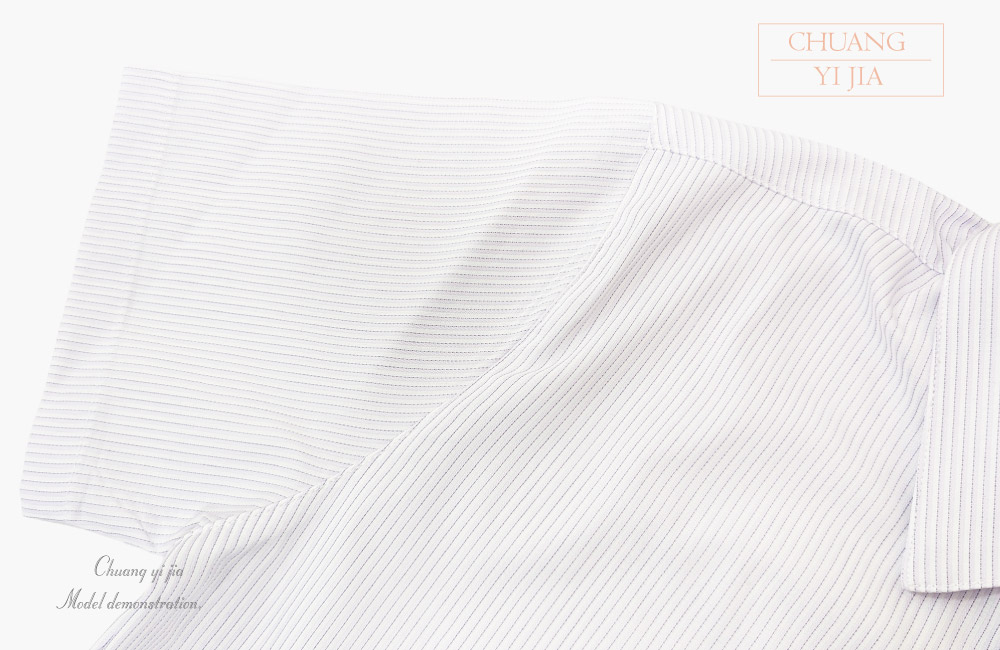 創意家團體服-專櫃襯衫訂製｜短袖 白條紋紫-袖口