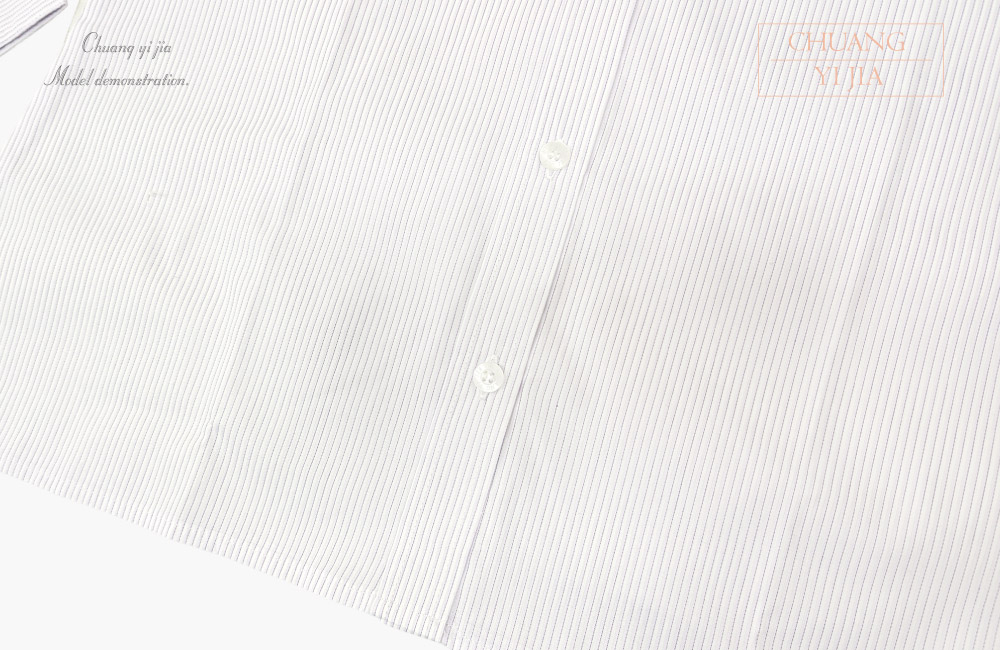 創意家團體服-專櫃襯衫訂製｜短袖 白條紋紫-下擺