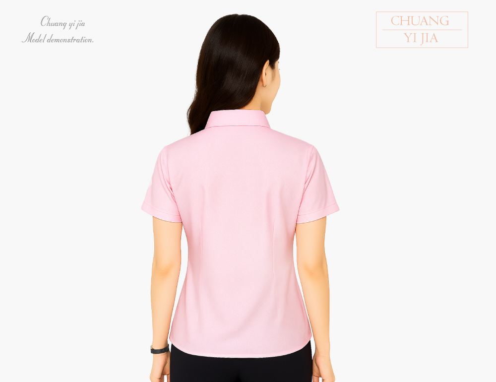 創意家團體服-專櫃襯衫訂製｜短袖 粉色-背面示意