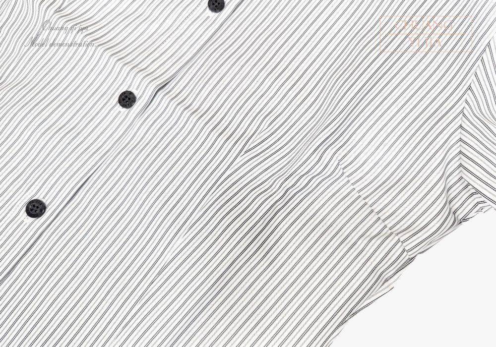 創意家團體服-專櫃襯衫訂製|長袖 白條紋黑-門襟與釦子